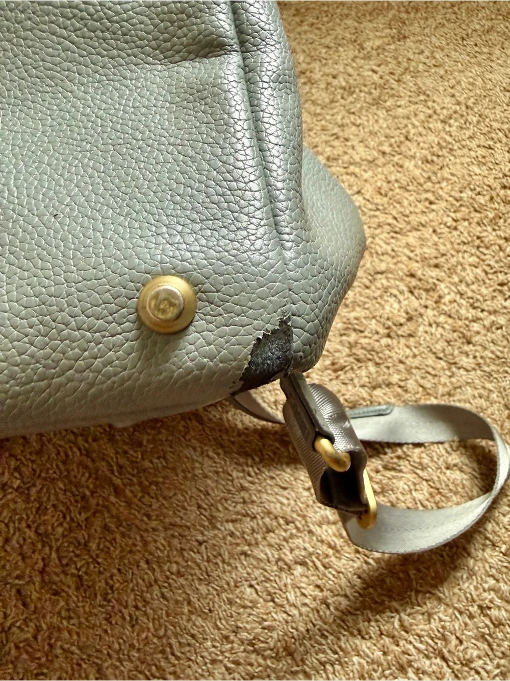 Freshly Picked Grey Leather Boxy diaper Bag Backpack